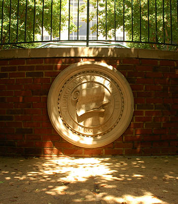 Mason Seal outside George Mason University's Johnson Center